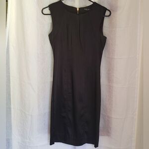 Marc New York Andrew Marc Black Sheath Dress S Small* Gold Zipper Tailored LBD